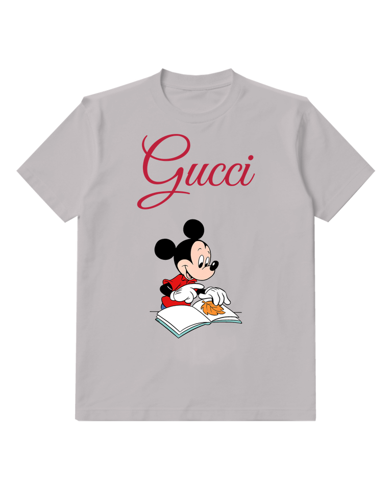 Light Gray Mouse Open Book Graphic T-Shirt - front product view
