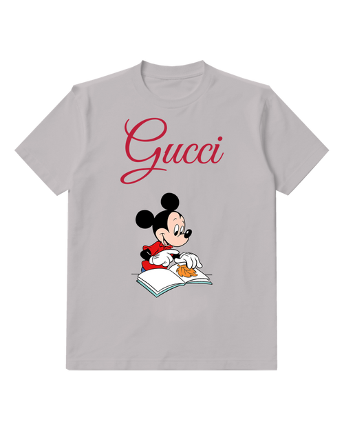 Light Gray Mouse Open Book Graphic T-Shirt - front product view