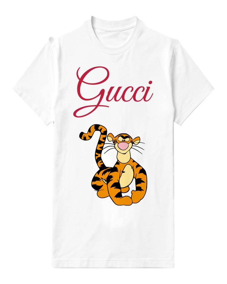 White Seated Tiger Curled Tail Graphic T-Shirt - front product view