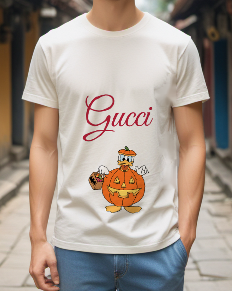 Ivory Pumpkin Costume Duck Graphic T-Shirt - styled view 1