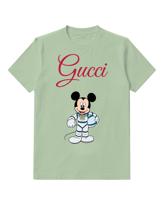 Sage Green Astronaut Mouse Graphic T-Shirt - front product view