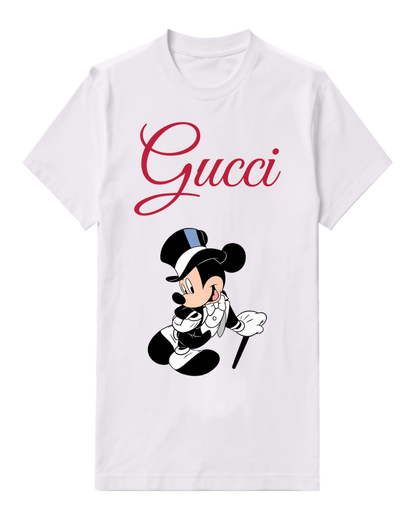 White Mouse With Top Hat Graphic T-Shirt - front product view