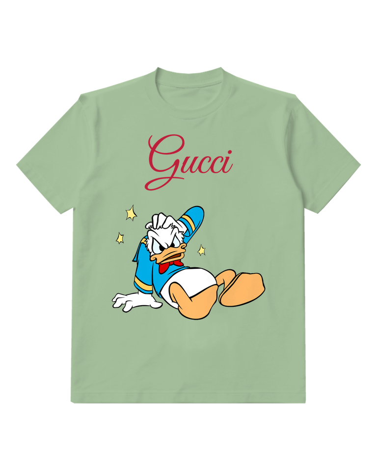Sage Green Donald Duck Lying On Back Graphic T-Shirt - front product view
