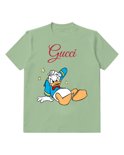 Sage Green Donald Duck Lying On Back Graphic T-Shirt - front product view