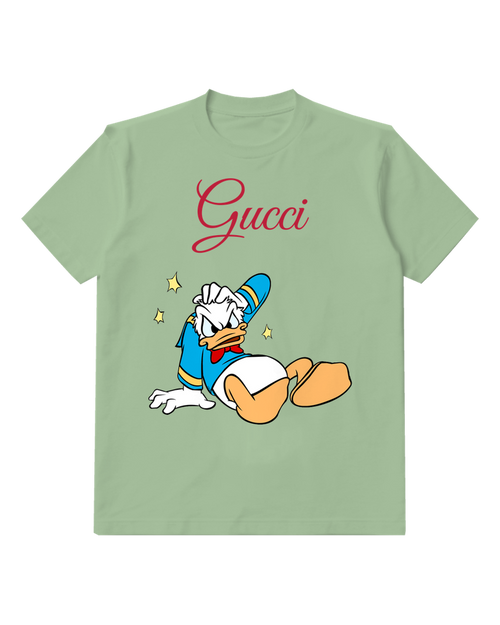 Sage Green Donald Duck Lying On Back Graphic T-Shirt - front product view