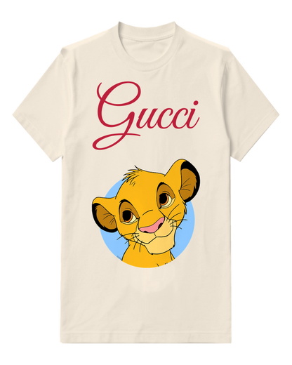 Ivory Lion Portrait Blue Circle Graphic T-Shirt - front product view
