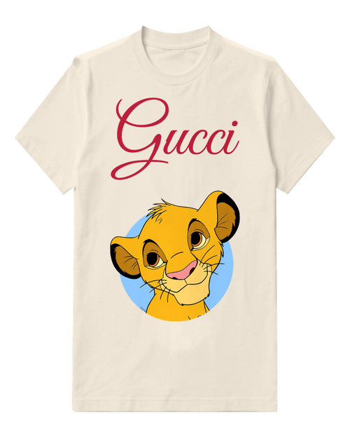 Ivory Lion Portrait Blue Circle Graphic T-Shirt - front product view
