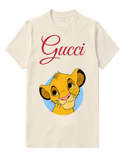 Ivory Lion Portrait Blue Circle Graphic T-Shirt - front product view