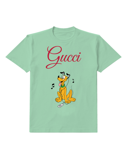 Sage Green Singing Yellow Dog Graphic T-Shirt - front product view