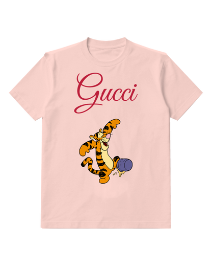 Blush Pink Tiger Purple Ball Graphic T-Shirt - front product view