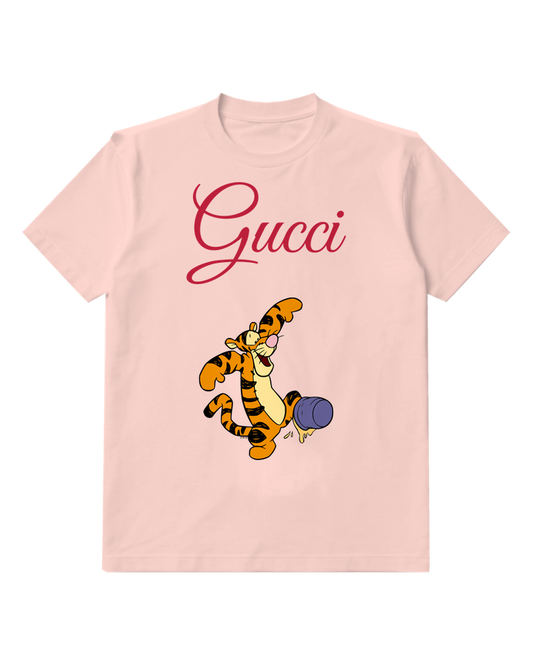 Blush Pink Tiger Purple Ball Graphic T-Shirt - front product view