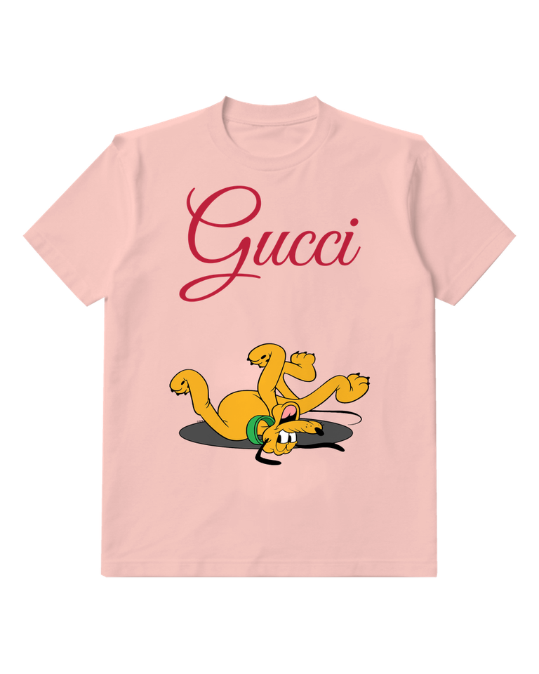 Blush Pink Upside Down Playful Dog Graphic T-Shirt - front product view