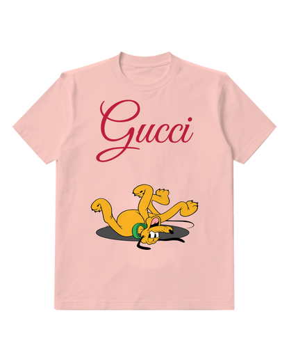 Blush Pink Upside Down Playful Dog Graphic T-Shirt - front product view