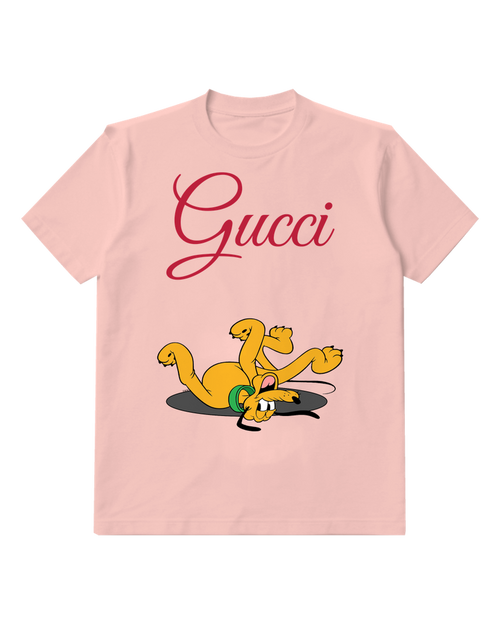 Blush Pink Upside Down Playful Dog Graphic T-Shirt - front product view