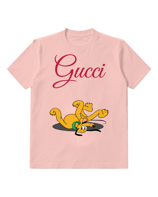 Blush Pink Upside Down Playful Dog Graphic T-Shirt - front product view