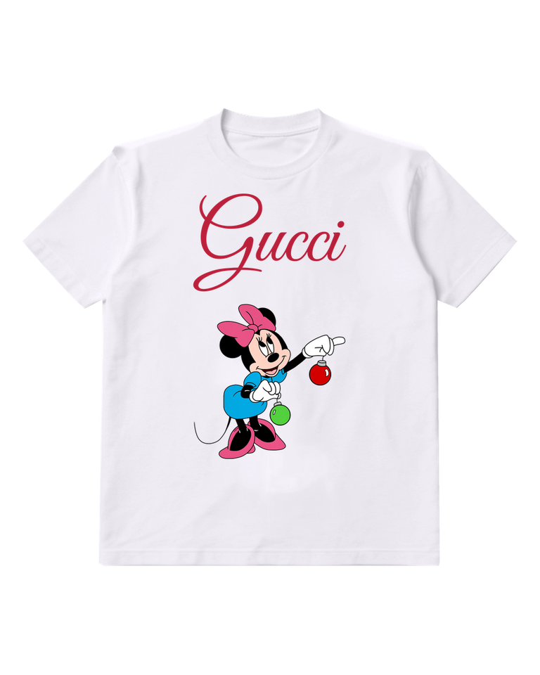 White Minnie Mouse Holding Ornaments Graphic T-Shirt - front product view