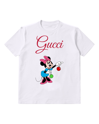 White Minnie Mouse Holding Ornaments Graphic T-Shirt - front product view