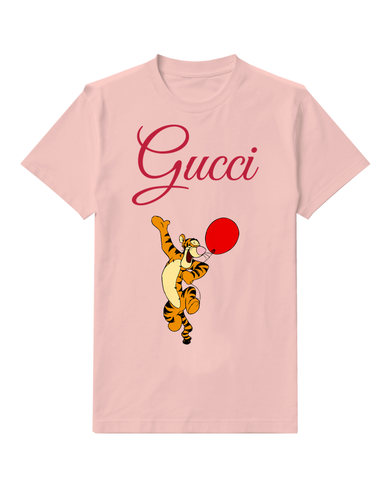 Blush Pink Tiger Red Balloon Graphic T-Shirt - front product view