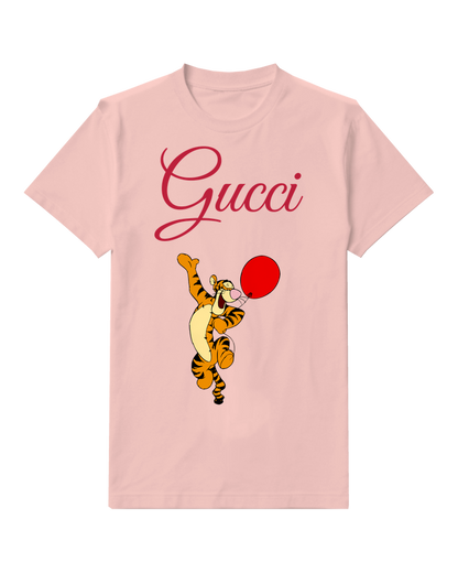 Blush Pink Tiger Red Balloon Graphic T-Shirt - front product view