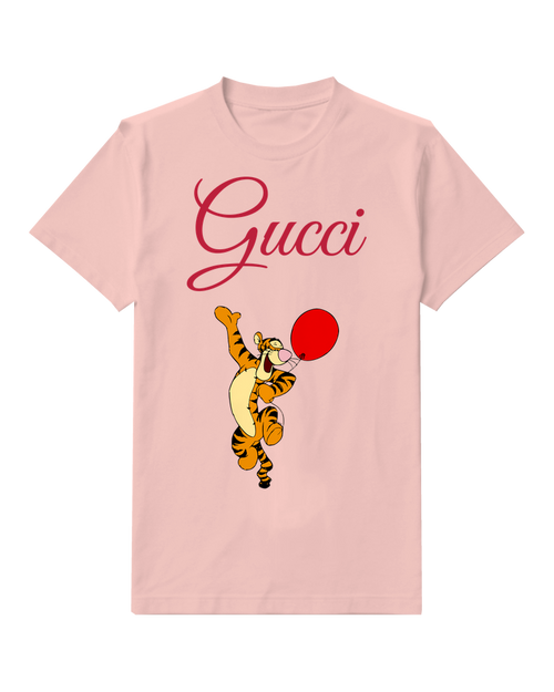 Blush Pink Tiger Red Balloon Graphic T-Shirt - front product view