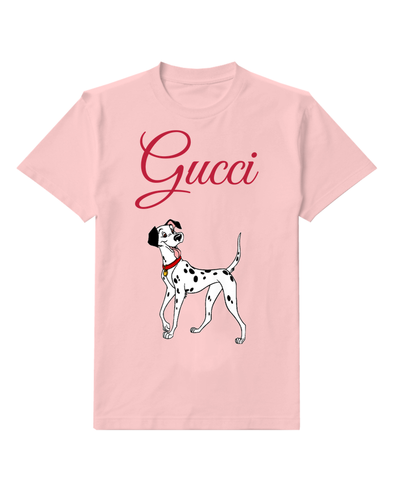 Blush Pink Dalmatian Dog Standing Alert Graphic T-Shirt - front product view