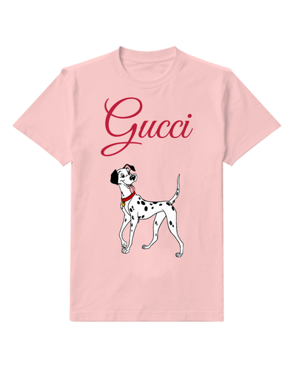 Blush Pink Dalmatian Dog Standing Alert Graphic T-Shirt - front product view