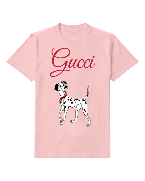 Blush Pink Dalmatian Dog Standing Alert Graphic T-Shirt - front product view