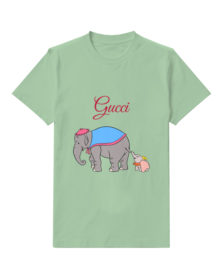 Sage Green Large Elephant And Calf Graphic T-Shirt - front product view