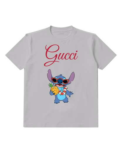 Light Gray Stitch Holding Pineapple Drink Graphic T-Shirt - front product view