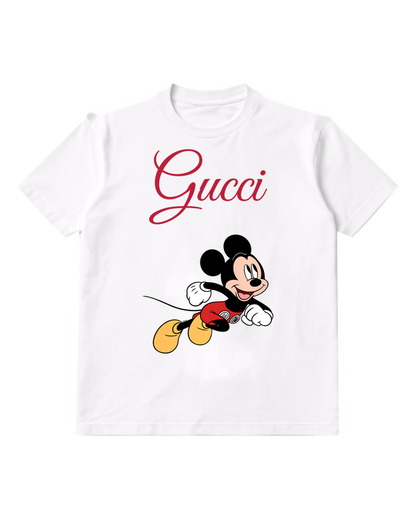 White Forward Leaning Mouse Graphic T-Shirt - front product view