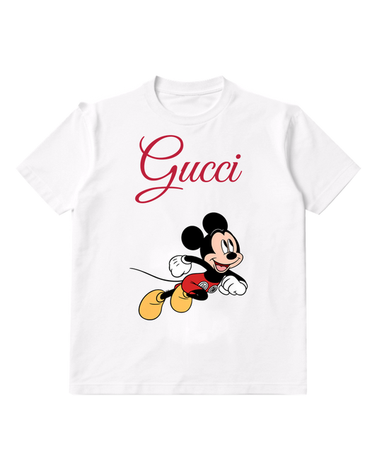 White Forward Leaning Mouse Graphic T-Shirt - front product view