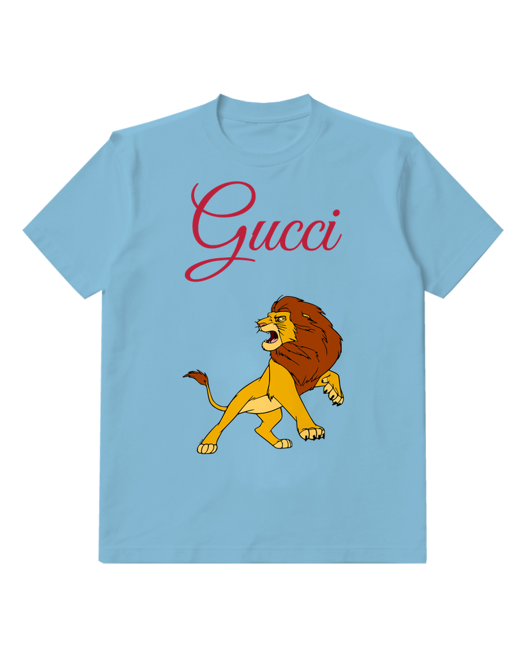 Sky Blue Mufasa Roaring In Aggressive Stance Graphic T-Shirt - front product view
