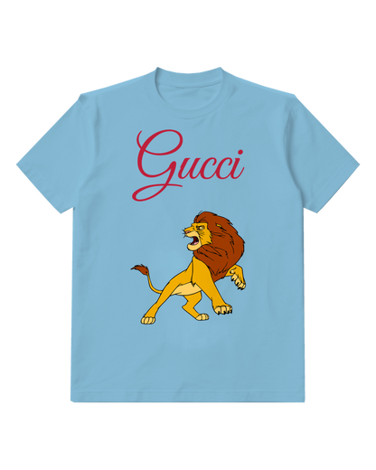 Sky Blue Mufasa Roaring In Aggressive Stance Graphic T-Shirt - front product view
