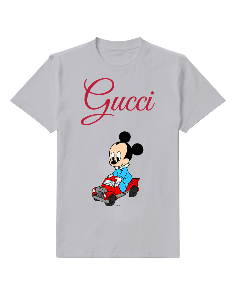 Light Gray Baby Mickey Driving Red Truck Graphic T-Shirt - front product view
