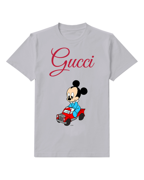 Light Gray Baby Mickey Driving Red Truck Graphic T-Shirt - front product view