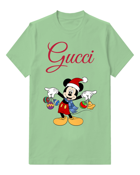 Sage Green Mickey Mouse Festive Holiday Pose Graphic T-Shirt - front product view
