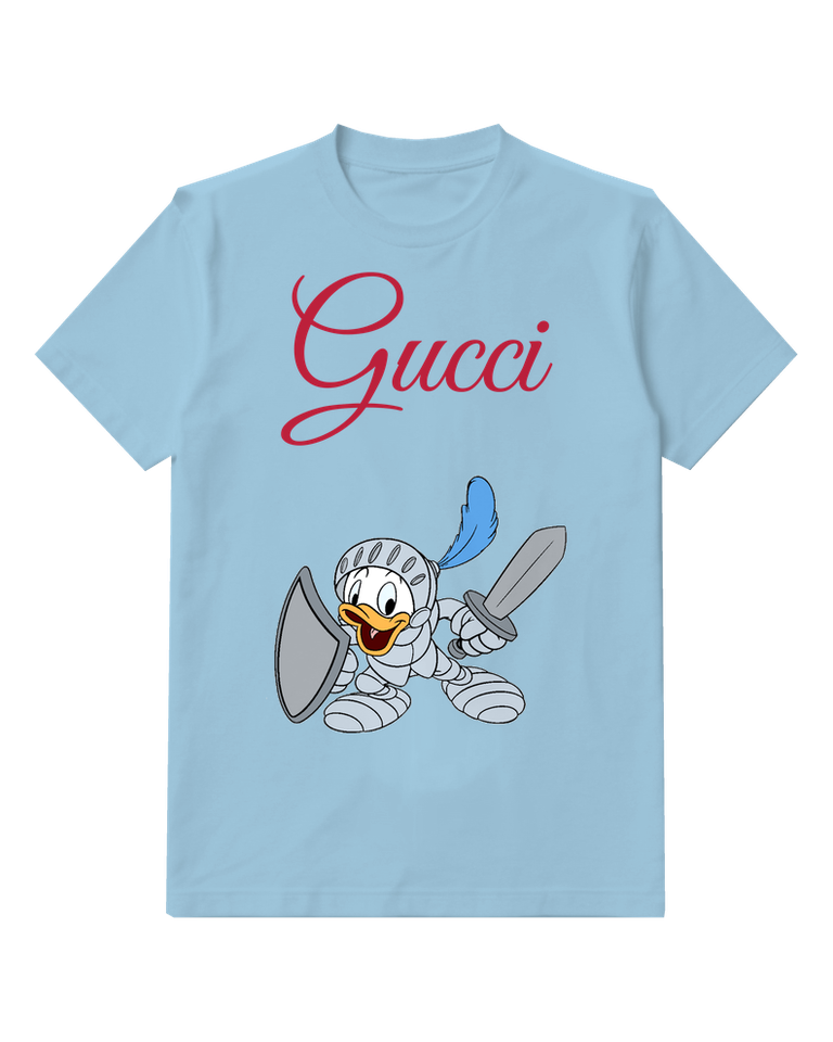 Sky Blue Duck In Silver Armor Graphic T-Shirt - front product view