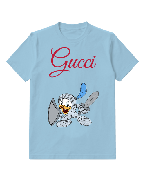 Sky Blue Duck In Silver Armor Graphic T-Shirt - front product view