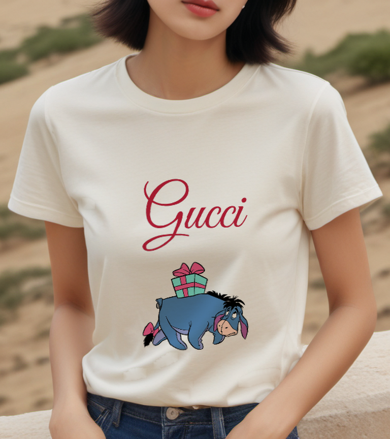 Ivory Blue Donkey with Gift Graphic T-Shirt - styled view 4