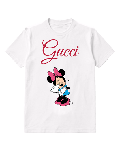 White Minnie Mouse Sneezes With Handkerchief Graphic T-Shirt - front product view