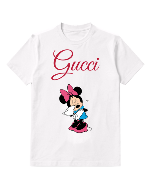 White Minnie Mouse Sneezes With Handkerchief Graphic T-Shirt - front product view