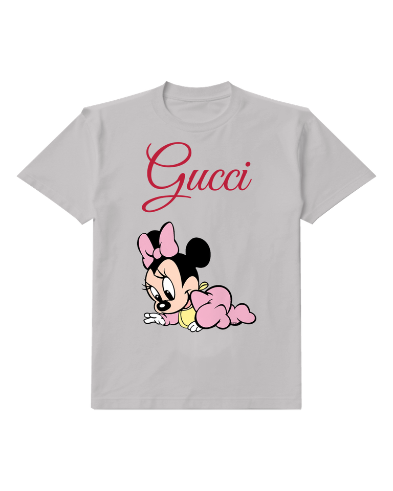 Light Gray Baby Minnie Mouse Crawling On Floor Graphic T-Shirt - front product view