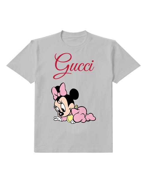 Light Gray Baby Minnie Mouse Crawling On Floor Graphic T-Shirt - front product view