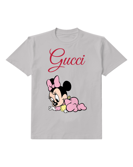 Light Gray Baby Minnie Mouse Crawling On Floor Graphic T-Shirt - front product view