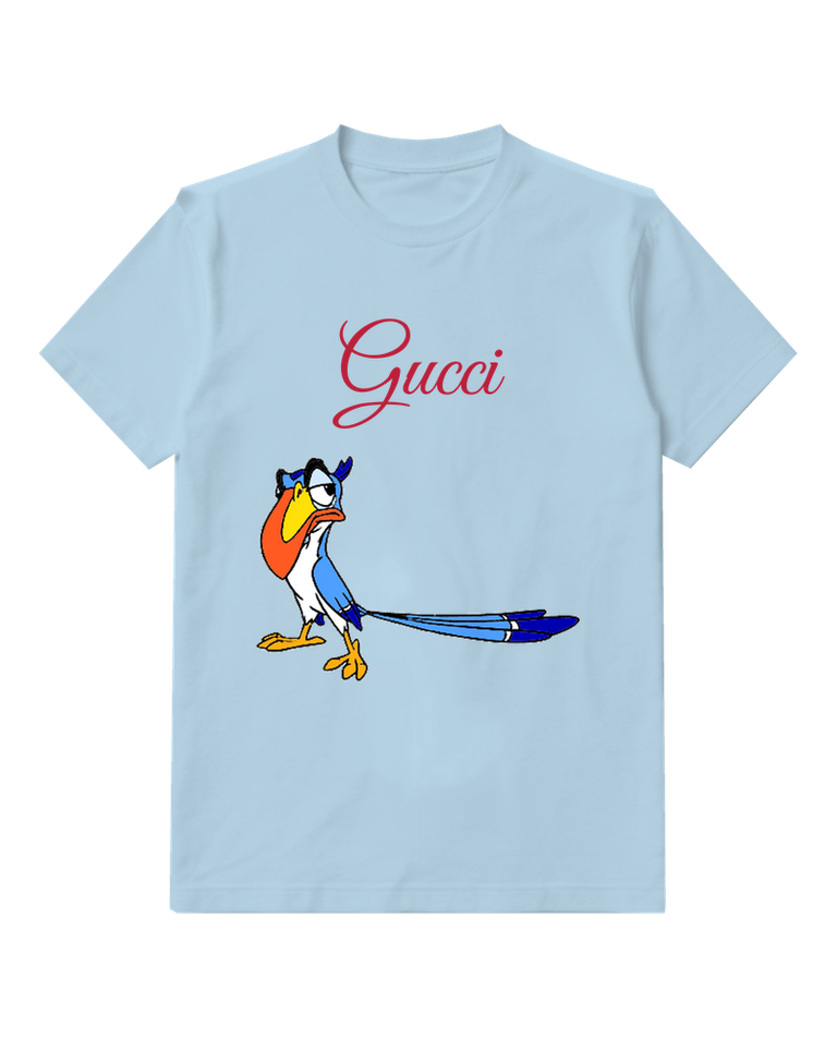 Sky Blue Long Tailed Bird Graphic T-Shirt - front product view