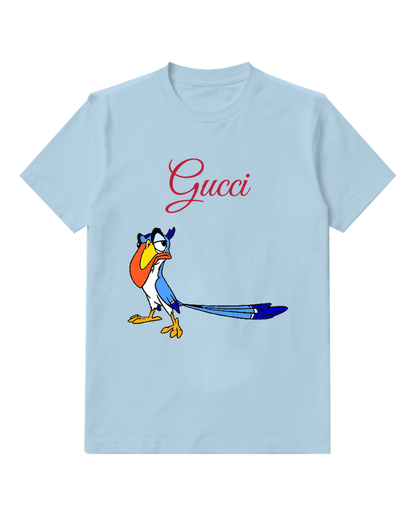 Sky Blue Long Tailed Bird Graphic T-Shirt - front product view