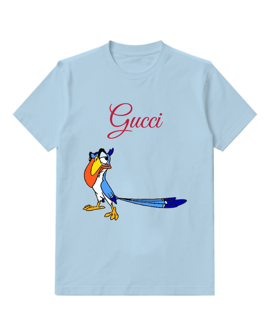 Sky Blue Long Tailed Bird Graphic T-Shirt - front product view