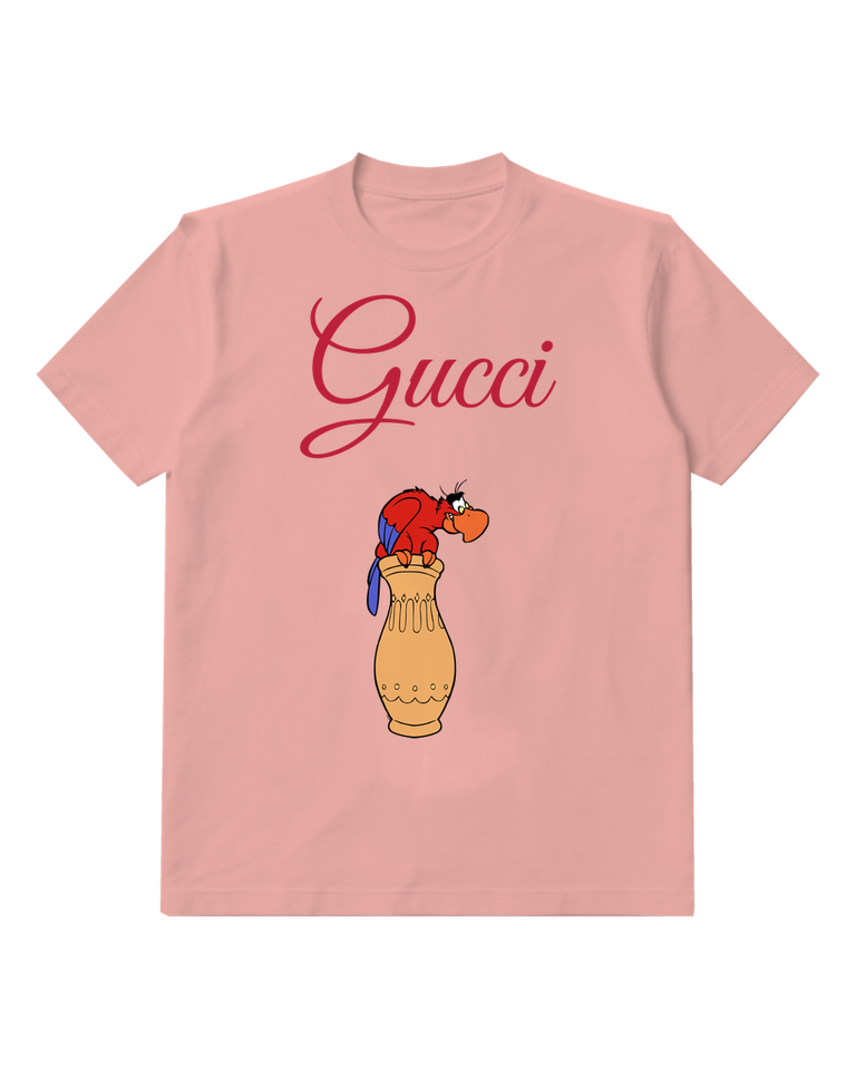Blush Pink Red Parrot Peanut Shell Graphic T-Shirt - front product view