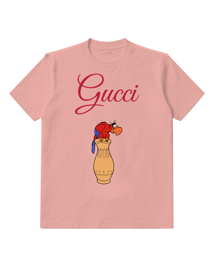 Blush Pink Red Parrot Peanut Shell Graphic T-Shirt - front product view