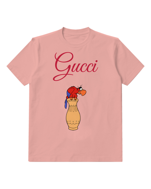 Blush Pink Red Parrot Peanut Shell Graphic T-Shirt - front product view